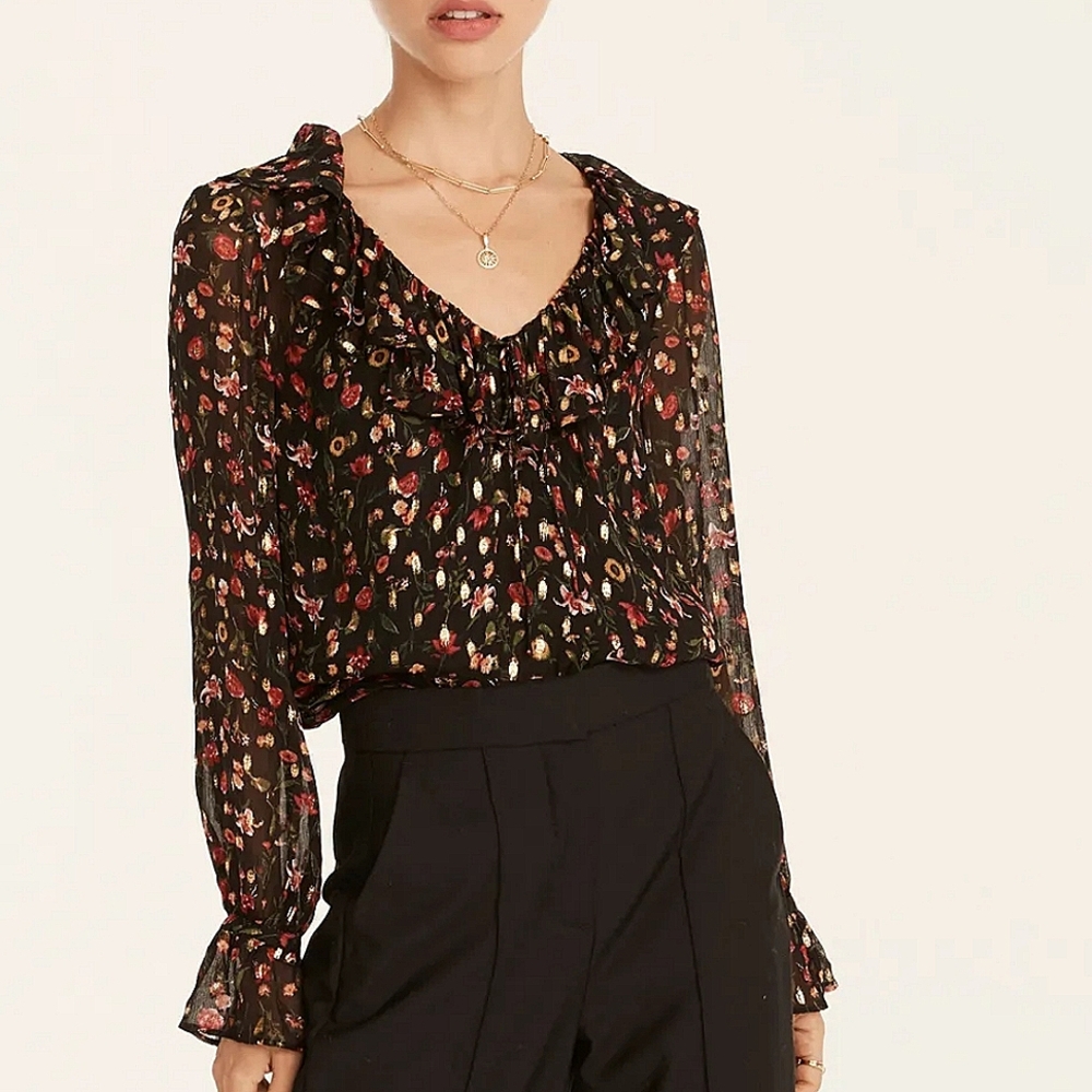 J.crew Ruffleneck top in midnight vintage floral